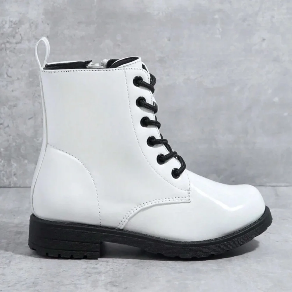 Kids White Combat Boots